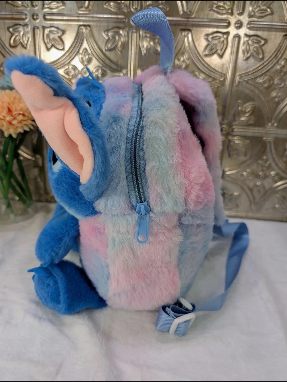 Plush Stitch Character Kids Backpack - Blue & Pastel Pink